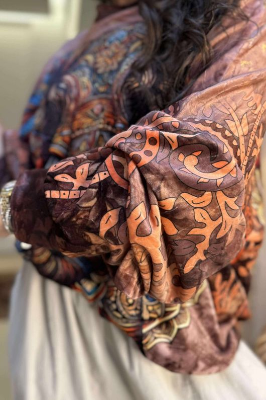 Lomi Mandala Stretch Velour Sweatshirt Rust